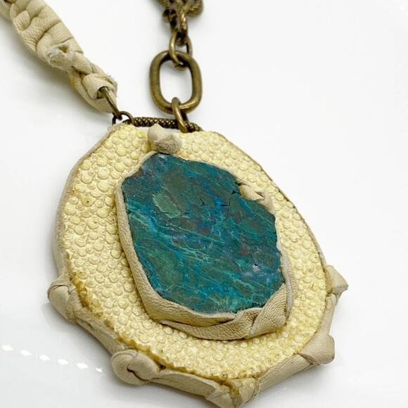 NEW Free People X Annie Hammer Leather Stone Necklace - Picture 6 of 16